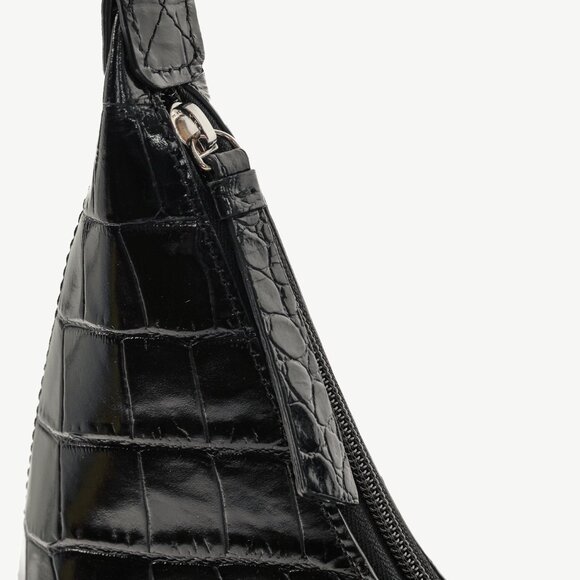 BY FAR Amber Baby Black Crocodile-Embossed Leather Shoulder Bag - Picture 9 of 11